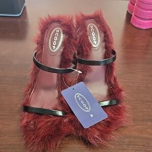 Burgendy Wedge Shoes with Cushioned Insole